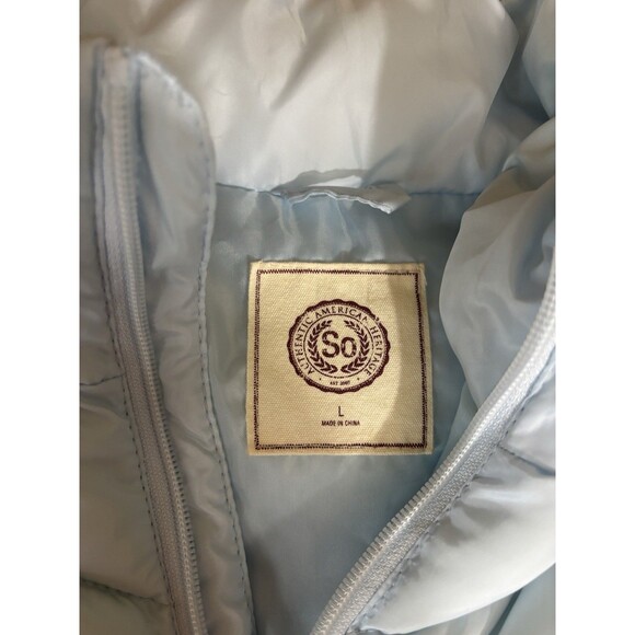 So Authentic American Heritage Light Blue Full Zip Puffer Vest Side Pockets Sz L - Picture 13 of 16